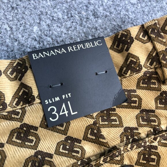 Banana Republic Pants Mens 34L 34x33 Slim Chino AOP Print All Over Stretch - Picture 10 of 12